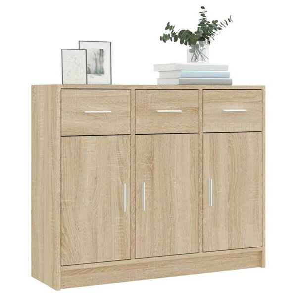 vidaXL Dressoir 91x28x75 cm bewerkt hout sonoma eikenkleurig