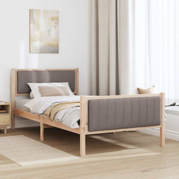 vidaXL Bedframe Bruin en taupe 100 x 200 cm Massief grenenhout