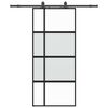 vidaXL Schuifdeur met beslagset 90x205 cm gehard glas zwart