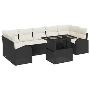 vidaXL Tuin Sofa Set met kussen met opslag 8 pcs Zwart Poly Rattan