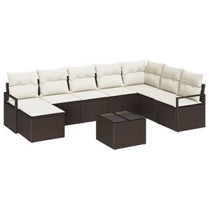 vidaXL Tuin Sofa Set 9 pcs Bruin Poly riet