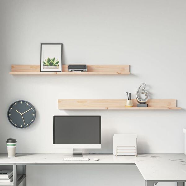 vidaXL Wandkasten 2 st 110x11x9 cm massief grenenhout