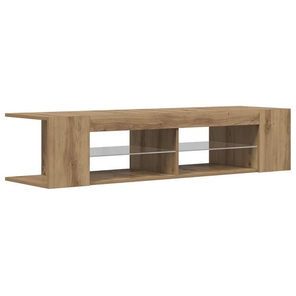 vidaXL Tv-meubel met LED 135x39x30 cm bewerkt hout artisanaal eiken