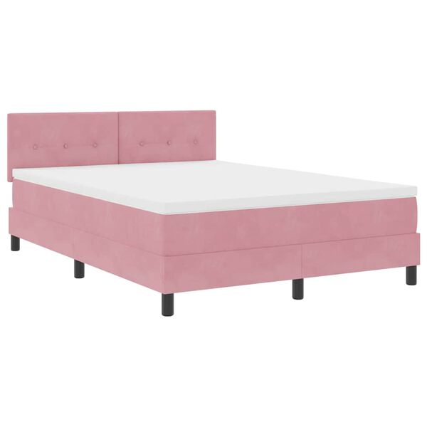 vidaXL LED Box Spring Bed met matras met LED Roze 160 x 200 cm Fluweel