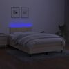 vidaXL Boxspring met matras en LED stof cr&egrave;mekleurig 120x190 cm