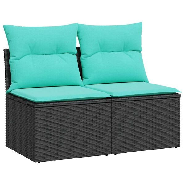 vidaXL 2-delige Loungeset met kussens poly rattan acacia zwart