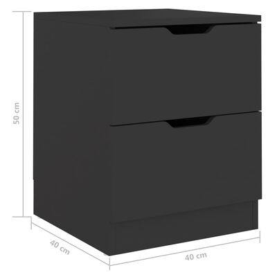 vidaXL Nachtkastjes 2 st 40x40x50 cm spaanplaat zwart