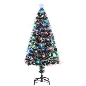 vidaXL Voorverlichte kerstboom met standaard en LED 120 cm glasvezel