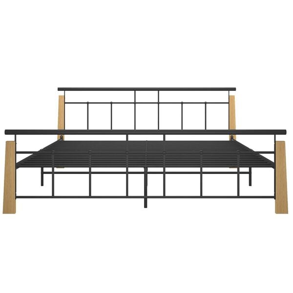 vidaXL Bedframe metaal en massief eikenhout 180x200 cm