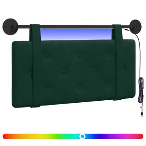 vidaXL Hangend hoofdbord Met LED-verlichting Donkergroen Fluweel