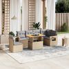 vidaXL 7-delige Loungeset met kussens poly rattan beige