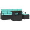 vidaXL Tuinbankenset 6 st Zwart en Teal