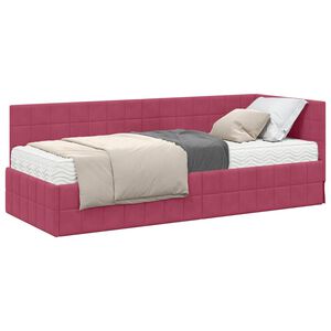 vidaXL Hoekbedframe met Matras met hoofdeinde 2 st Groen Fluweel