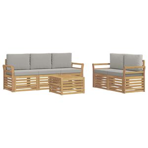 vidaXL Buiten bankenset 6 st Wit en Lichtgrijs Polyester
