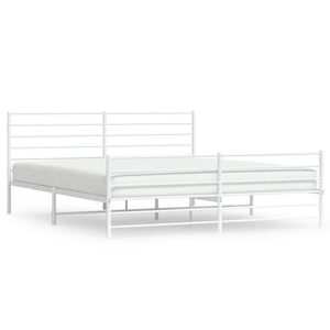 vidaXL Bedframe met hoofd- en voeteneinde metaal wit 180x200 cm