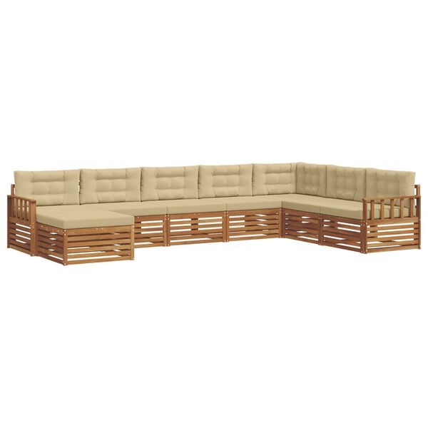 vidaXL Sofa-Sets 8 pcs Natuurlijk en Beige Massief Acaciahout