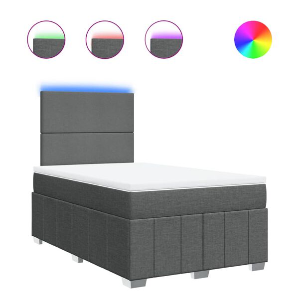 vidaXL Boxspring met matras stof donkergrijs 120x200 cm