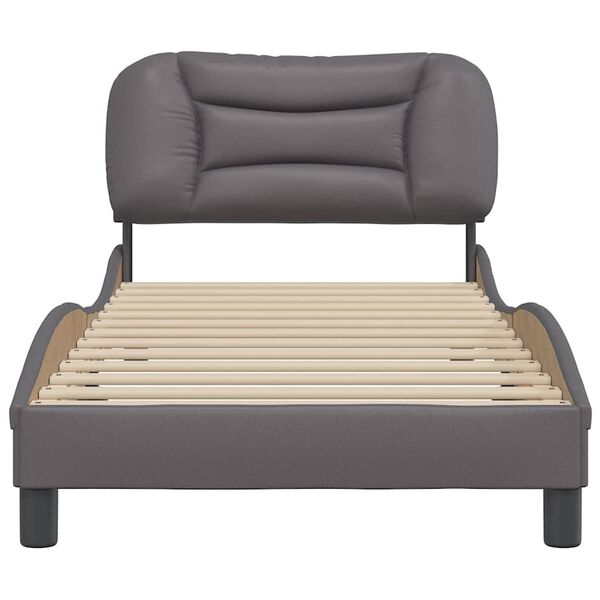 vidaXL Bedframe zonder matras "Hvar" kunstleer grijs 90x190 cm