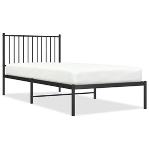 vidaXL Bedframe met hoofdbord metaal zwart 90x200 cm