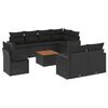 vidaXL 9-delige Loungeset met kussens poly rattan zwart