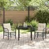 vidaXL Tuin eettafelset met kussen 3 pcs Zwart poly rattan
