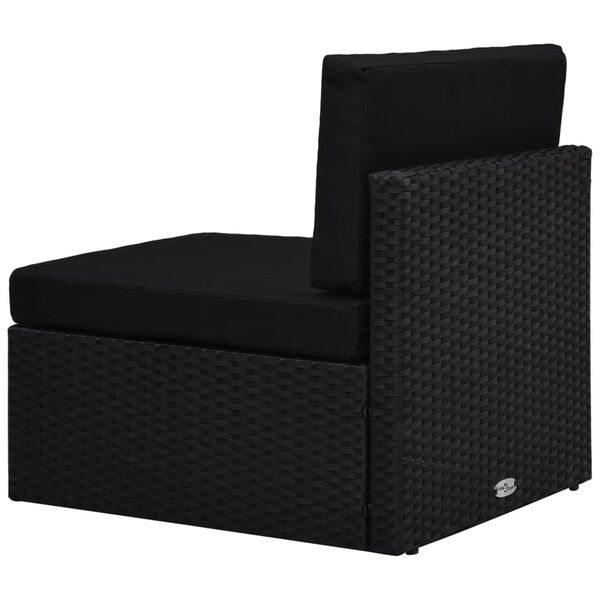 vidaXL 9-delige Loungeset met kussens poly rattan zwart