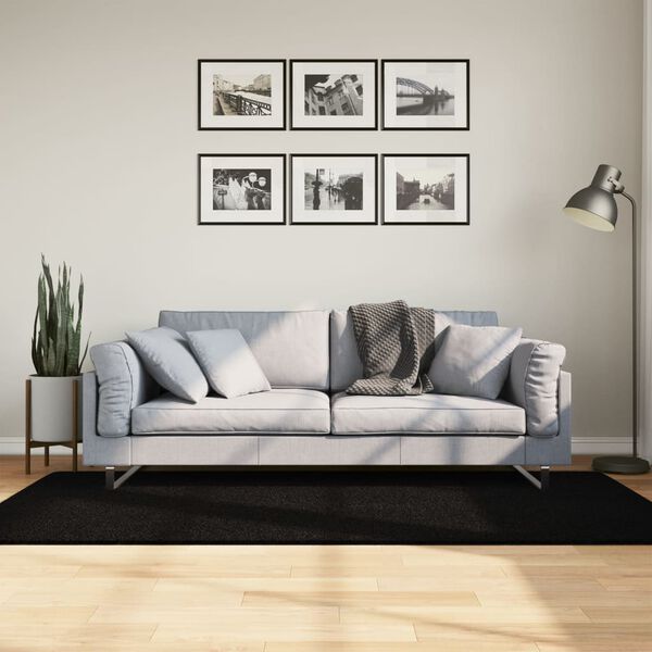 vidaXL Vloerkleed HUARTE laagpolig zacht wasbaar 100x200 cm zwart