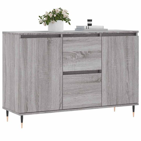 vidaXL Dressoir 101,5x35x70 cm bewerkt hout grijs sonoma eikenkleurig
