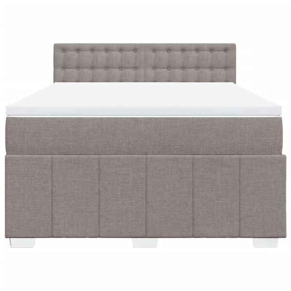 vidaXL Boxspring met matras stof taupe 140x190 cm