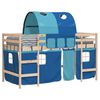 vidaXL Kinderhoogslaper met tunnel 90x190 cm massief grenenhout blauw