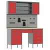 vidaXL Werk Cabinet met lade met opslag 7 pcs Rood 150 x 55 x 200 cm