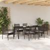 vidaXL Tuin eettafelset met kussen 7 pcs Bruin poly rattan