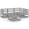 vidaXL 5-delige Loungeset massief grenenhout grijs