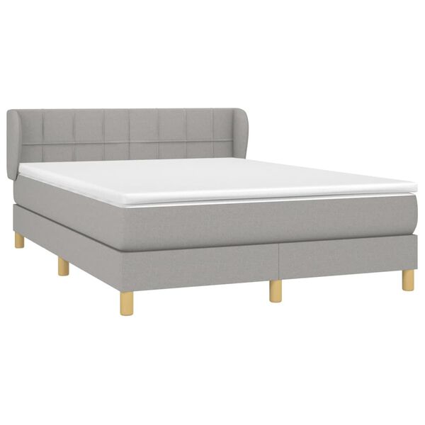 vidaXL Boxspring met matras stof lichtgrijs 140x190 cm