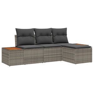 vidaXL Tuin Sofa Set met kussen met kussen 4 pcs Grijs poly rattan