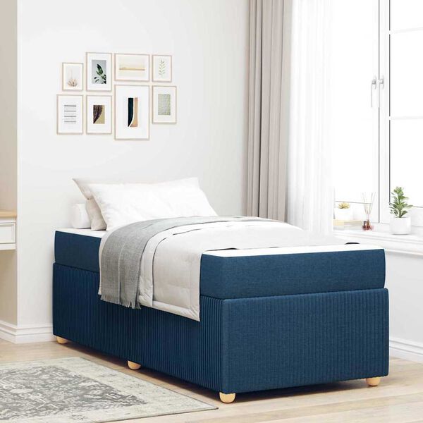 vidaXL Bedframe met matras Blauw 100 x 200 cm Stof