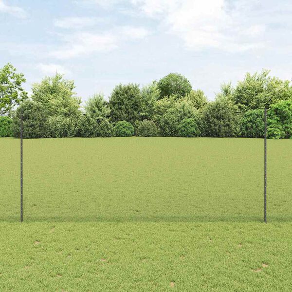 vidaXL Hek met Paal Grijs 1,4 x 10 m Staal en PVC