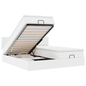vidaXL Ottoman bed met matrassen 160x200cm kunstleer wit