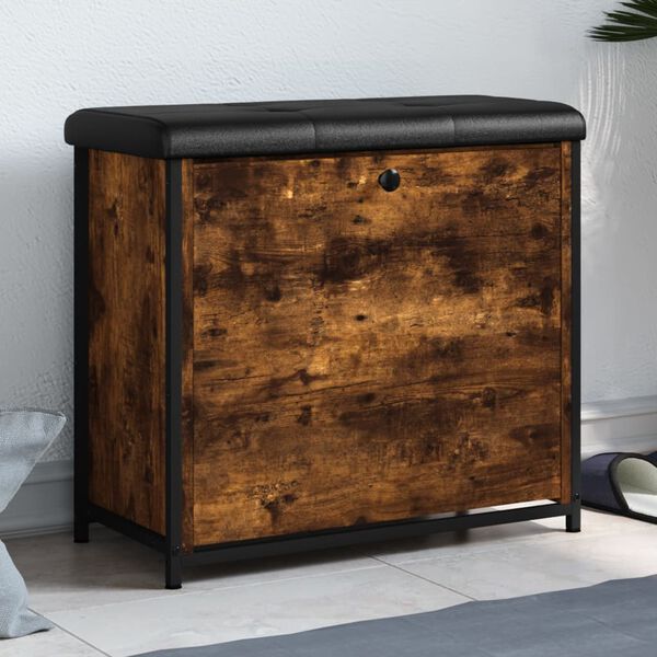 vidaXL Schoenenbankje met klaplade 62x32x56 cm gerookt eikenkleurig