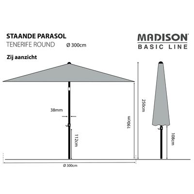 Madison Parasol Tenerife rond 300 cm taupe