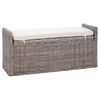 vidaXL Opslagbank met kussen met opslag Grijs 110 x 40 x 50 cm Rattan