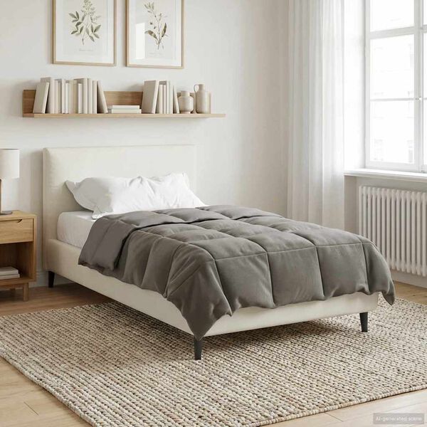 vidaXL Vol jaar dekbed Gekwilt Lichtgrijs 155 x 220 cm Microfiber