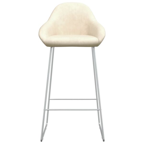 vidaXL Barkrukken 2 st fluweel cr&egrave;mekleurig