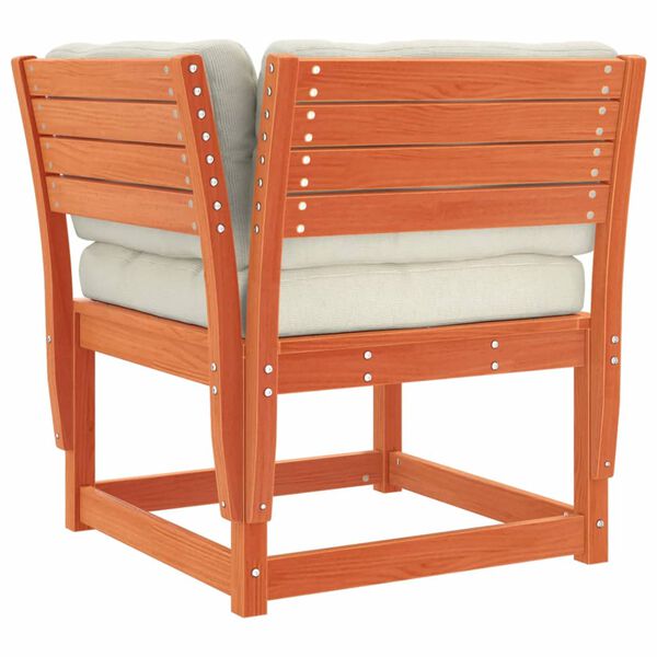 vidaXL 4-delige Loungeset met kussens massief grenenhout wasbruin