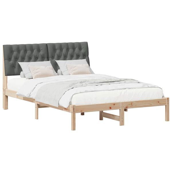 vidaXL Bedframe Donkergrijs 140 x 200 cm Massief grenenhout