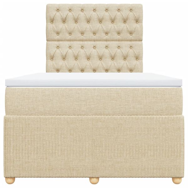 vidaXL Boxspring met matras stof cr&egrave;mekleurig 120x200 cm