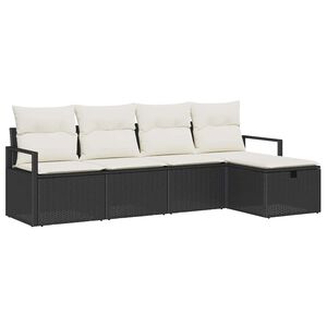 vidaXL Bankstel 5 st 5-Aantal zitplaatsen Zwart en Cr&egrave;me poly rattan