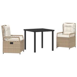 vidaXL Tuin eettafelset 3 pcs Beige en Cr&egrave;me Wit poly rattan