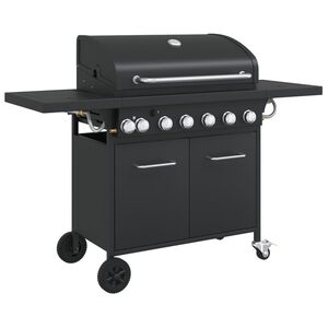 vidaXL Gasbarbecue met 7 branders gepoedercoat staal zwart