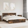 vidaXL Bedframe met hoofdeinde Gerookt eiken 180 x 200 cm Bewerkt hout